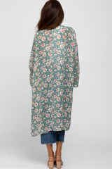 Mint Green Floral Long Cover Up