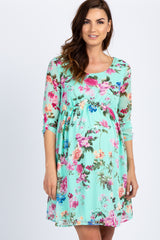 PinkBlush Tall Mint Floral Chiffon Maternity Dress