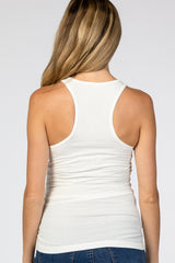 White Ribbed Racerback Maternity Tank Top