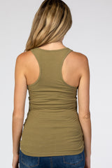 Olive Ribbed Racerback Maternity Tank Top