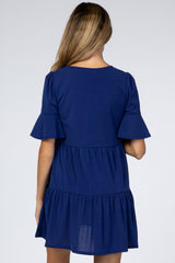 Royal Blue Ruffle Sleeve Maternity Dress