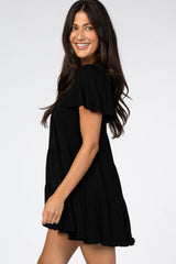 Black Tiered Ruffle Hem Dress