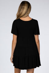 Black Tiered Ruffle Hem Maternity Dress