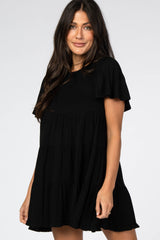 Black Tiered Ruffle Hem Dress