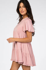 Pink Tiered Ruffle Hem Dress