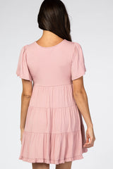 Pink Tiered Ruffle Hem Dress