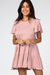 Pink Tiered Ruffle Hem Dress