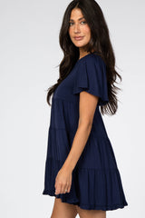 Navy Tiered Ruffle Hem Dress