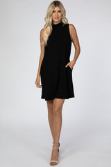 Black Mock Neck Sleeveless Dress