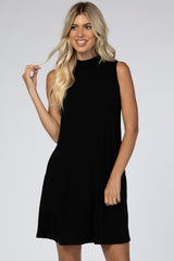 Black Mock Neck Sleeveless Dress