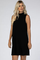 Black Mock Neck Sleeveless Dress