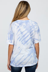 Blue Tie Dye Short Sleeve Maternity Top