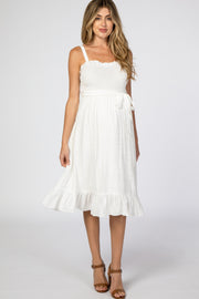 Ivory Ruffle Smocked Maternity Dress