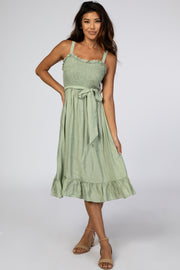 Green Ruffle Smocked Dress