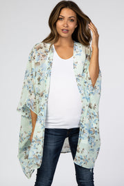 Mint Floral Chiffon Maternity Cover Up