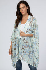 Mint Floral Chiffon Plus Maternity Cover Up