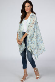 Mint Floral Chiffon Plus Maternity Cover Up