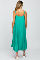 Green Pleated Maternity Midi Dress