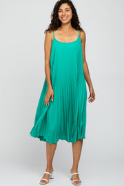 Green Pleated Midi Dress