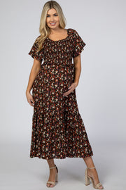 Black Floral Maternity Maxi Dress