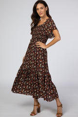 Black Floral Maternity Maxi Dress