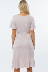 Light Pink Polka Dot Ruffle Maternity Dress