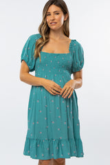 Jade Floral Smocked Maternity Dress