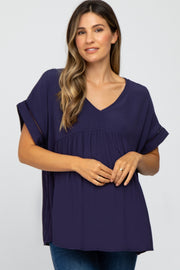 Navy Babydoll V-Neck Maternity Top