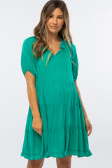 Jade Tiered Split Neck Maternity Dress