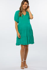 Jade Tiered Split Neck Maternity Dress