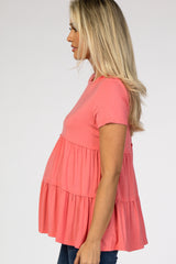 Coral Tiered Maternity Top