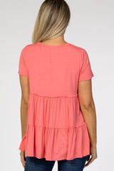 Coral Tiered Maternity Top