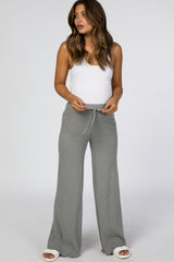 Heather Grey Ribbed Knit Wide Leg Maternity Pants