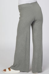 Heather Grey Ribbed Knit Wide Leg Maternity Pants