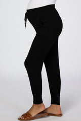 Black Maternity Drawstring Jogger Pants