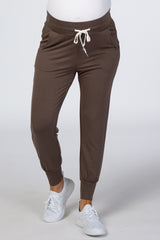 Mocha Maternity Drawstring Jogger Pants