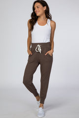 Mocha Maternity Drawstring Jogger Pants