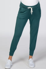 Teal Maternity Drawstring Jogger Pants