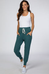 Teal Maternity Drawstring Jogger Pants