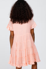 Pink Tiered Ruffle Accent Dress