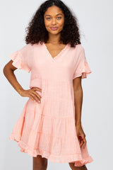 Pink Tiered Ruffle Accent Dress