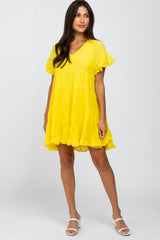 Yellow Tiered Ruffle Accent Dress