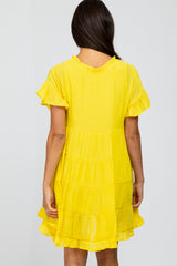 Yellow Tiered Ruffle Accent Dress