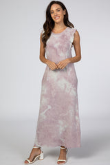 Lavender Tie Dye Ruffle Midi Dress