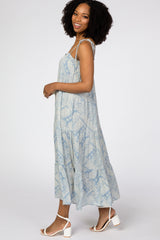 Blue Paisley Tiered Midi Dress