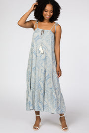 Blue Paisley Tiered Midi Dress