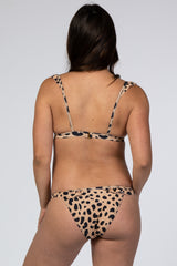 Taupe Animal Print Ruffle Maternity Bikini Set