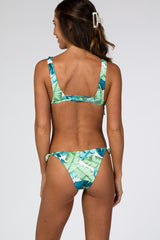 Green Palm Print Bikini Set