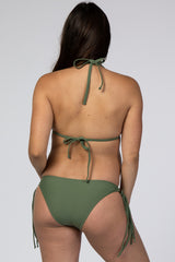 Olive Halter Tie Bikini Maternity Set