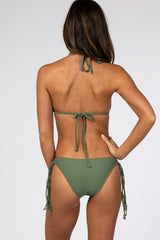 Olive Halter Tie Bikini Set